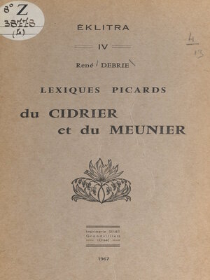 cover image of Lexiques picards du cidrier et du meunier